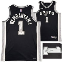 San Antonio Spurs Victor Wembanyama Autographed Black Nike Swingman Icon Edition Jersey Size 48 Fanatics Holo 229516