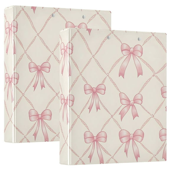 ALAZA Bows Checkered Hardcover 3 Ring Binder 1.5" Round Rings Interior Pockets Binders Organizer 2 Pack