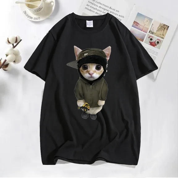 Yeat Kitty with Tonka T Shirts Men Funny Cute Cat Graphic Tee Printed T-shirt Cotton Tees Short Sleeve T-shirts Oversize