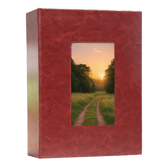 PU Leather Photo Album with Window Cover, Holds 100 Standard 4×6” Photos, Same Exterior Size as 3” Album, One Photo per Page, Slip-In Family Memory Book