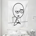 thumbnail image 1 of Humor Decor Tapestry, So What Guy Meme Face Best Avatar WTF Icon Hipster Mascot Snobby Sign Picture, Wall Hanging for Bedroom Living Room Dorm Decor, 60W X 80L Inches, Black White, by Ambesonne, 1 of 2