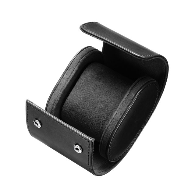 Estuche de viaje para reloj de cuero Caja de reloj individual para hombres y mujeres, 1 ranura, negro