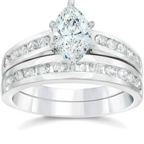 Pompeii 2 Carat Marquise  Diamond Engagement Wedding Ring Set White Gold 14karat (G/H,I1)