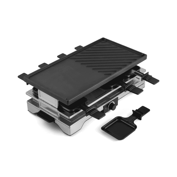 Swissmar Verso 8 Person Indoor Outdoor Raclette, Cast Iron Top