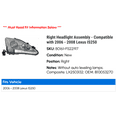 thumbnail image 2 of Right Headlight Assembly - Compatible with 2006 - 2008 IS250 2007, 2 of 2
