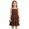 thumbnail image 2 of LYHaoo Polka For Big Girls Waist Tie Strap Summer Dress For Teen Girls，Little Girls Dresses Sizes 2-3 Years Brown, 2 of 7