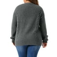 thumbnail image 3 of Agnes Orinda Women's Sweater Cardigans Plus Size Long Sleeve Crew Neck Classic Knit Cardigan Sweaters with Pockets 1X Gray, 3 of 6