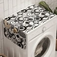 thumbnail image 1 of Abstract Washing Machine Organizer, Monochrome Circles Dots Surreal Expressionism Inspired Geometric Modern Art, Anti-slip Fabric Top Cover for Washer and Dryer, Grey Black White, by Ambesonne, 1 of 1