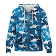 thumbnail image 3 of Garronmavis Blue Shark Women's Long Sleeve Sweatshirts Fashion Relaxed Full Zip Up Sweatshirts for Women Size 3XL Smooth Warm Oversized Fit Fall Coat with Pocke, 3 of 7