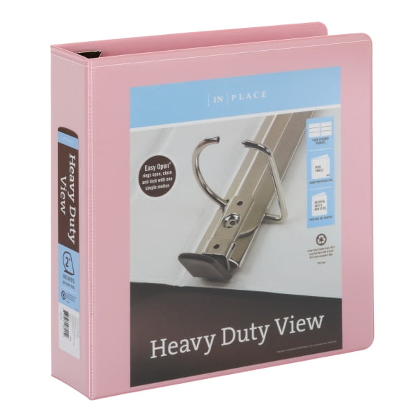 [IN]PLACE® HeavyDuty View 3Ring Binder, 2" DRings, Light Pink
