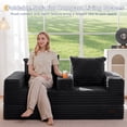 thumbnail image 5 of BYBYME Convertible Wide-wale corduroy Sofa Bed,Folding Lounger 4-in-1 Boneless Sofa with 2 Pillows and Cup Holder,Floor Sofa for Small Spaces Such as Living Rooms,No Assembly Required,Loveseat,Black, 5 of 7