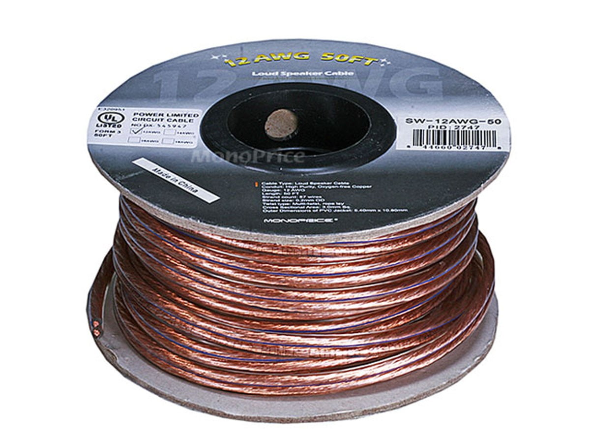 30ft 12AWG Oxygen Free Pure Bare 99.99% Copper Speaker Wire Cable 30 feet OFC 