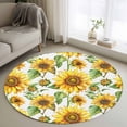 thumbnail image 2 of Sunflower Large Area Rugs for Bedroom Living Room, Soft Non Slip Carpet Bedside Rug, Yellow Green Botanical Summer Rustic Round Floor Cover Kitchen Accent Rug 4' for Dining Room/Office, 2 of 9
