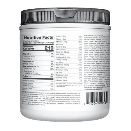 Designer Protein Essential 10 100% Plant Based Protein Powder, Madagascar Vanilla, 22g Protein, 1.32 Lb