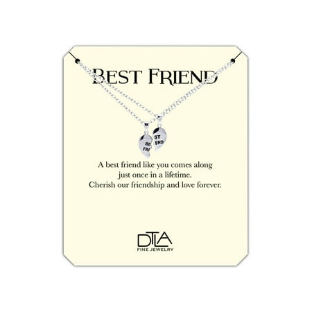 DTLA Best Friend Necklaces in Sterling Silver with Inspirational Message Card - Set Of