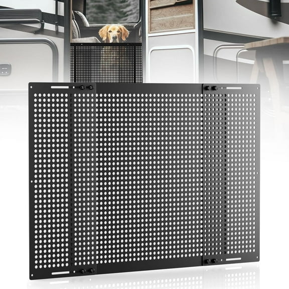 Premium Adjustable RV Entry Screen Door Grille, Adjusts from 22"- 31.5", Aluminum Alloy Protector Guard for RV, Camper- Black