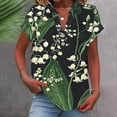 thumbnail image 2 of Taqqpue Womens Cotton Linen Shirts Short Sleeve V-Neck Button Blouse Tops Floral Print Loose Fit Casual Plus Size Tees, 2 of 5