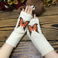 thumbnail image 4 of Long Knitted Fingerless Mittens With Large Design Warm Thermal Winter Fall Fashion For Ladies, 4 of 6
