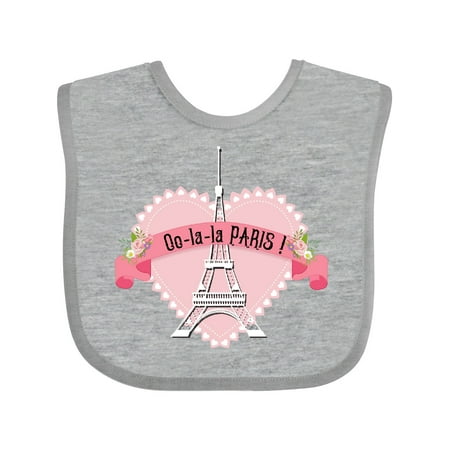 

Inktastic Paris Oo-la-la with Eiffel Tower and Flowers in Pink Heart Gift Baby Boy or Baby Girl Bib