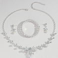 thumbnail image 6 of Faty-T Luxury Cubic Zirconia Crystal Pearl Floral Necklace Dangle Earrings Wedding Bridal Jewelry Set Birthday Gifts for Her, 6 of 10