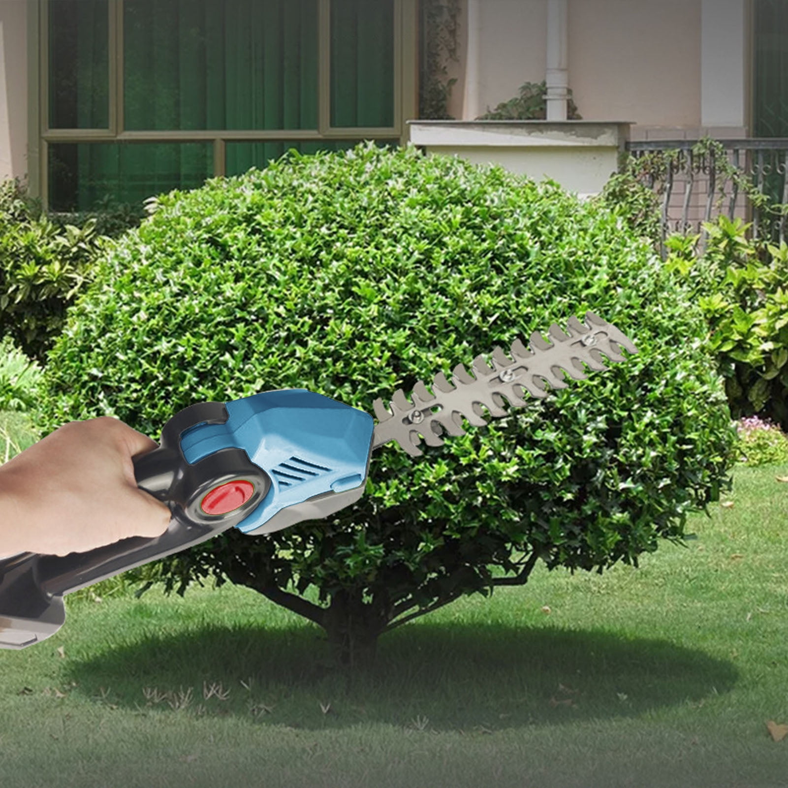 NFTIGB 21V Cordless Hedge Trimmer 22000RPM Handheld Grass Clipper Kit Blue EU Plug