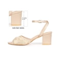 thumbnail image 2 of BLISSFUL STEP Lace Satin Slingback Strap Block Heel Sandals for Women Beige 6, 2 of 7