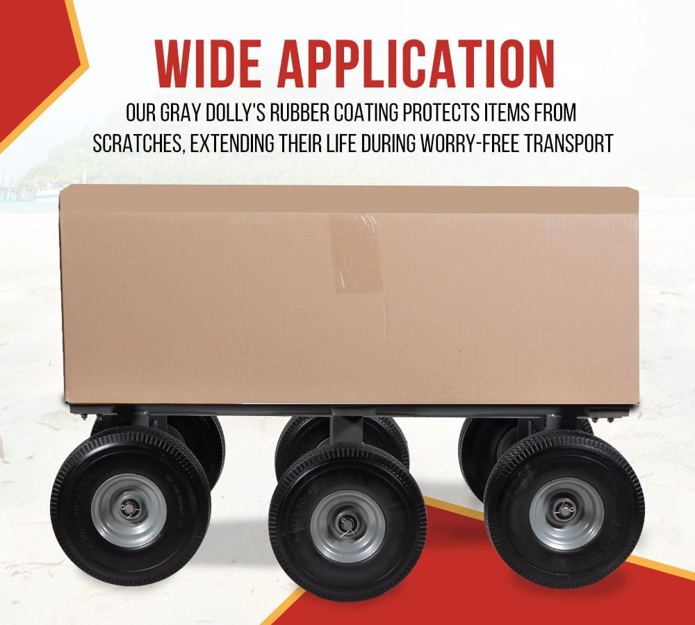 4 Pack 40" x 22" 6 Wheel All Terrain Dolly 1,200 lbs WLL - Heavy Duty Rubber Cap & Hardwood Furniture Moving Dolly w/ 10" Casters Mover