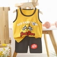 thumbnail image 2 of TOWED22 Toddler Baby Boy Summer Shorts Set Sleeveless Graphic Tank Top Casual Shorts 2-Piece Outfit Yellow,6-9 M, 2 of 4