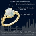 thumbnail image 2 of Gem Stone King 18K Yellow Gold Plated Silver Cabochon White Simulated Opal 3-Stone Ring for Women | 0.69 Cttw | Oval 9X7MM | Wedding Engagement Anniversary Promise Ring for Women | Size 8, 2 of 5