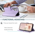 thumbnail image 4 of Decase for Samsung Galaxy S21+ Case Wallet with Card Holder for Women Man,Elegant Style Protective Leather Stand Cover Magnetic Clasp Crossbody Strap & Wristband,for Galaxy S21+- purple, 4 of 6