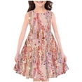 thumbnail image 2 of ROLKFUK Big Girls Casual Dresses, Print Sleeveless Crew Neck Summer Clothes Pink Size 13-14 T, 2 of 3