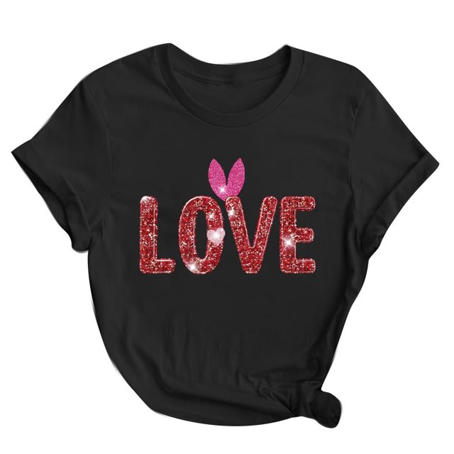 Lmnyox T-Shirt Imprimé pour Femmes Manches Courtes Été Décontracté T-Shirts Col Rond Ample Chandail Mode 2025