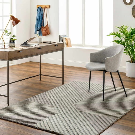 Hauteloom Juan Wool Living Room, Bedroom Area Rug - Contemporary - Dusty Sage, Taupe, Rose Cream - 2' x 3'
