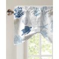 thumbnail image 3 of Tie Up Valance Curtain for Kitchen,Sea Turtle Blue Coral Seamless Rod Pocket Short Curtains Adjustable Tie-Up Shade Valances,Ocean Starfish Seahorse Window Treatment for Bathroom Living Room Bedroom, 3 of 8