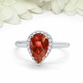 thumbnail image 3 of HeartsAndYou 3ct Natural Pear Red Garnet & Diamond Ring Halo Minimalist 14k SOLID White Gold, 3 of 9