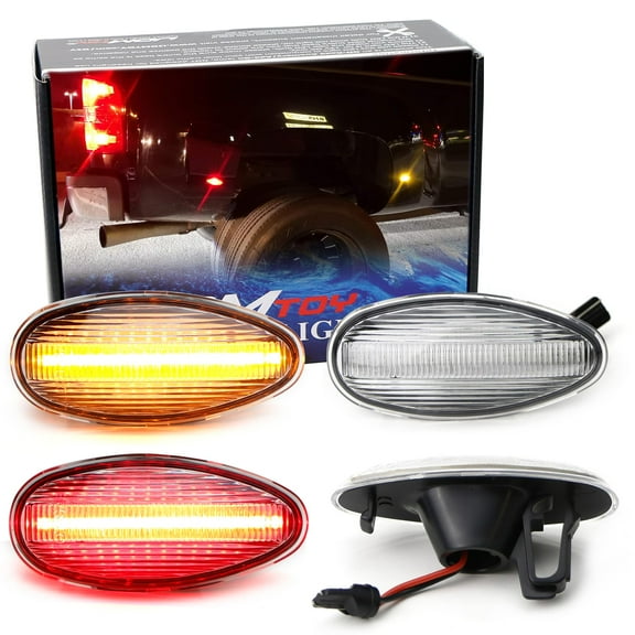 Clear Lens Amber/Red Full LED Trunk Bed Marker Lights Set For 2008-14 Chevy GMC 2500HD 3500HD Dually Truck Double Wheel Side Fenders, Powered by Total 60 LED
