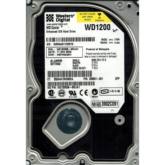 Western Digital WD1200BB-60CJA1 120GB DCM: HSFHNA2AH