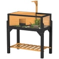 thumbnail image 3 of PawHut Tortoise Habitat, Wooden Tortoise Enclosure with Storage Shelf, Clear Windows, Lamp Holder, Openable Top, Built-in Tray, Yellow, 3 of 10