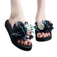 thumbnail image 3 of Puntoco Women Sandals Clearance，Women'S Bohemian Flower Wedges Slippers Summer Sandals Non-Slip Beach Shoes Blue, 3 of 6
