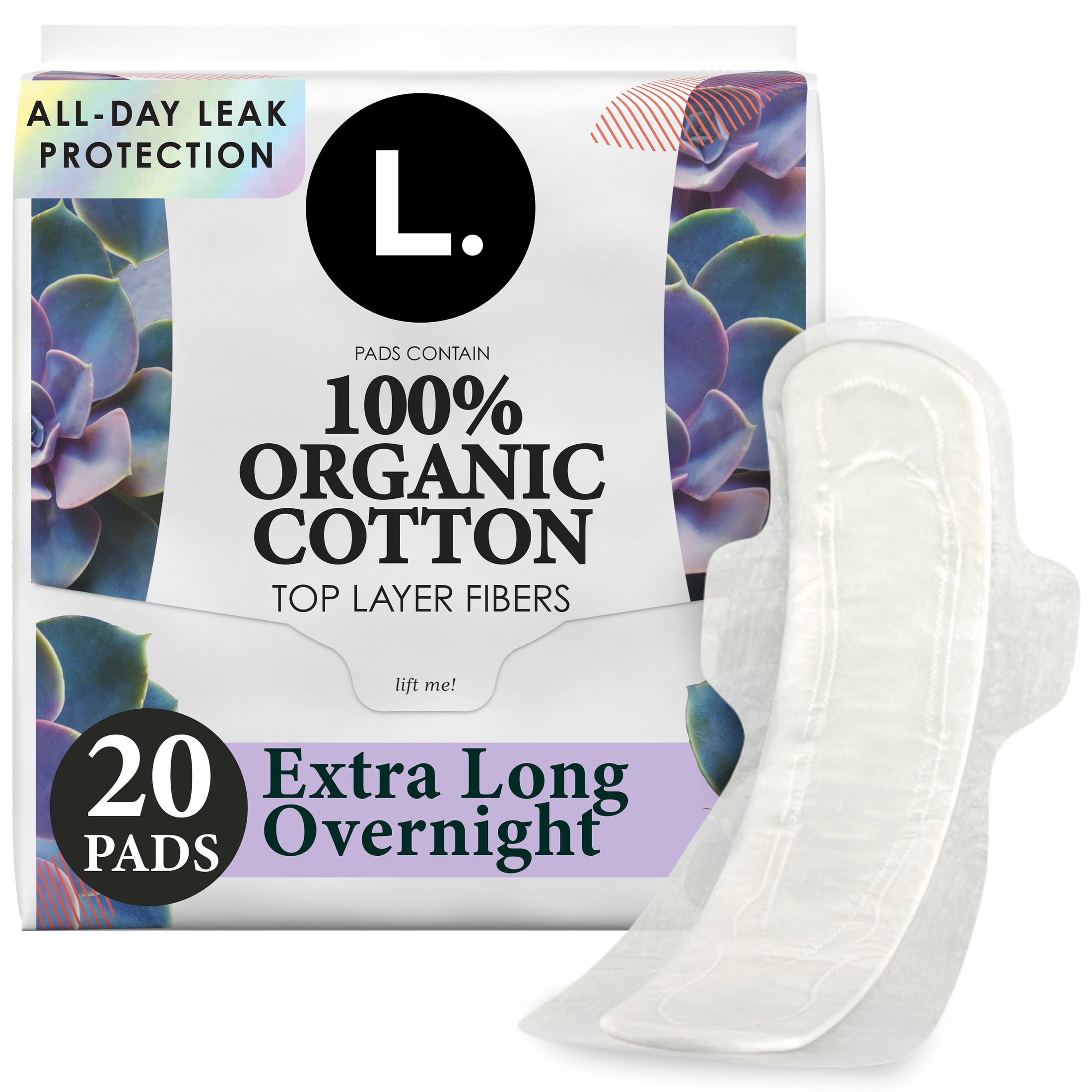 L., Maxi Pads, 20 Ct, Extra Long Overnight with Wings -