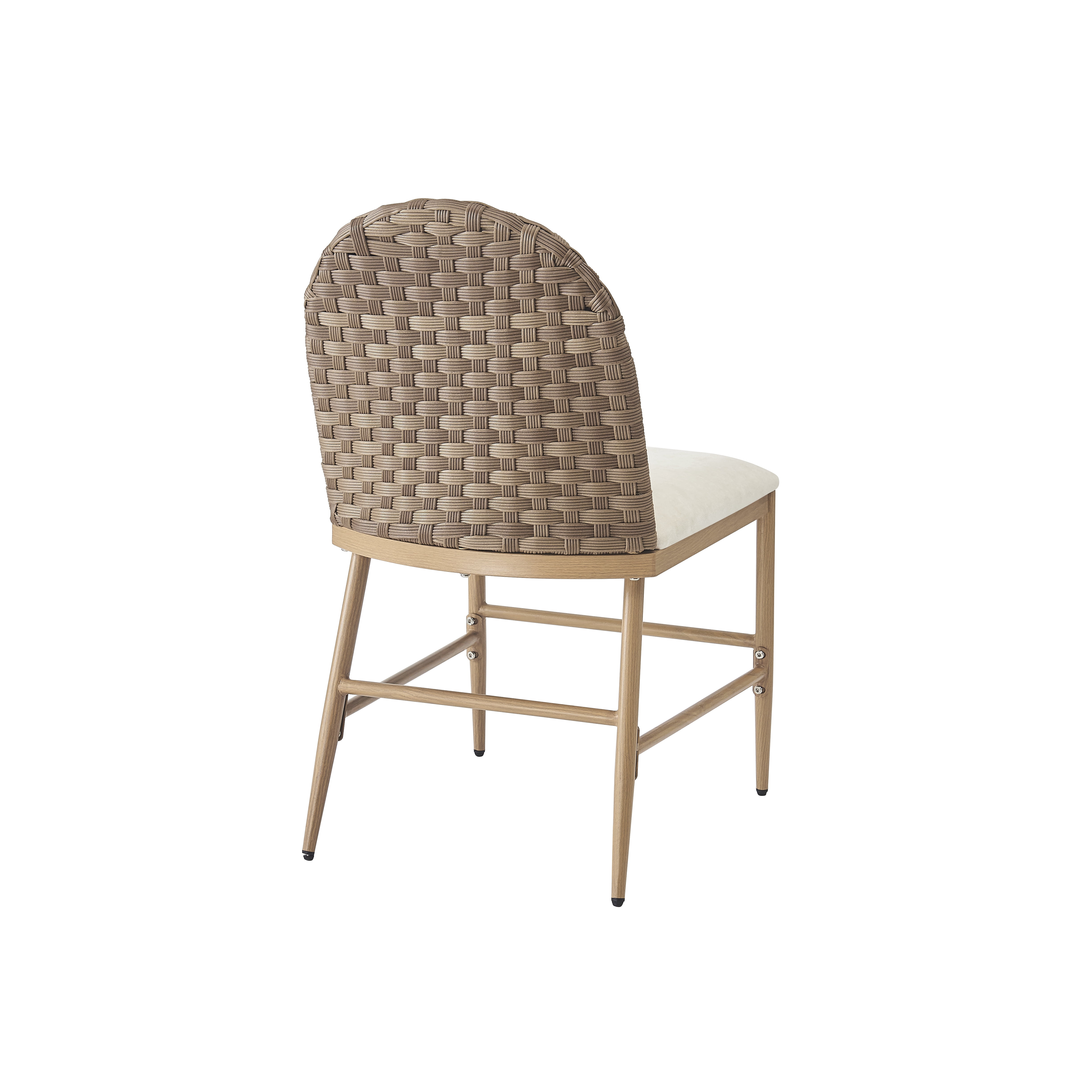 Euroco 33"H Upholstered Dining Chairs Set of 2, Farmhouse Kitchen Chairs with Rattan Backrest and Iron Frame,Armless Side Chairs for Living Room, Dining Room,Restaurant, Brown