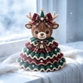 thumbnail image 5 of Crochet Christmas Tree Kit DIY Holiday Craft Set, with Knitted Cotton Yarn for Tabletop Shelf Mantel Festive Home Decor Gift, Christmas Gifts for Family and Friends(Elk), 5 of 8