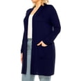 thumbnail image 2 of Women's Casual Plus Size Long Sleeve Loose Fit Solid Open Cardigan with Side Pockets, 2 of 6