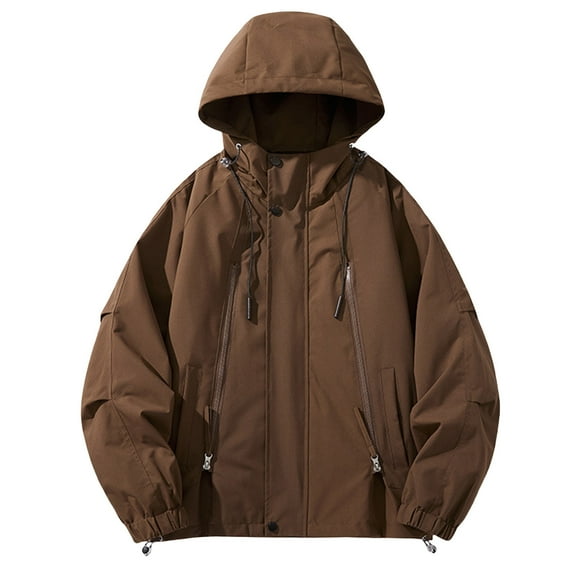 LIaqionyy Big and Tall Jackets for Mens Windbreaker Waterproof Hoodie Jacket Running Clothes with Pocket