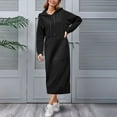 thumbnail image 3 of qucoqpe Womens Plus Size Long Fleece Sweatshirt Maxi Dress Fall Winter Side Slits Thickening Drawstring Hoodie Dresse Pullover, 3 of 6