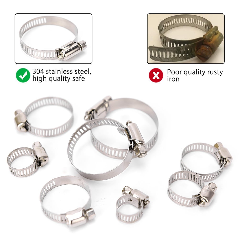Hose Clamp Kit 80pcs Stainless Steel No Driver Clip Set 8-44m For Plumbing 