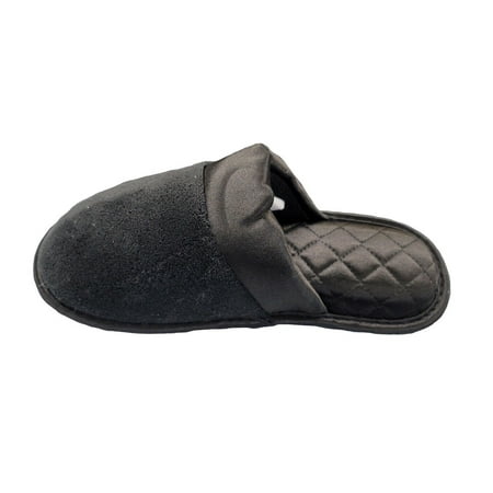 

isotoner Recycled Microterry and Satin Eco Clog Slippers - 8303 (Black 7 1/2 - 8)