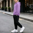 thumbnail image 5 of Cethrio Boys Athletic Outfit Sets, Casual Running Long Sleeve 2 Piece Boys' Activewear Purple Size 9-10 T, 5 of 5