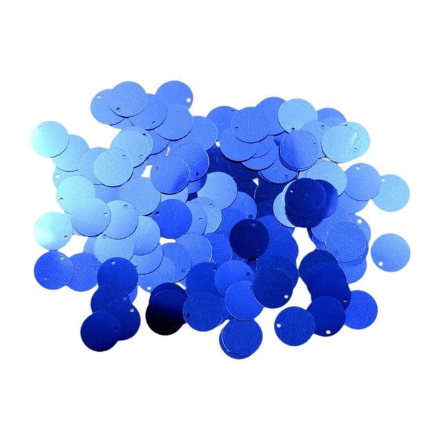 KLKCMS 130 Pieces Round Loose Sequins 16mm for Jewelry Making Garment Wedding Dress Blue