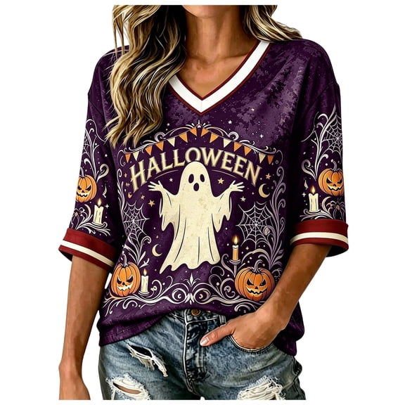 CFXNMZGR Womens Fall Clothes Halloween Shirts Womens Witch Tshirts They Missed One Shirt Spooky Tee Tops (Dark Purple,4XL)
